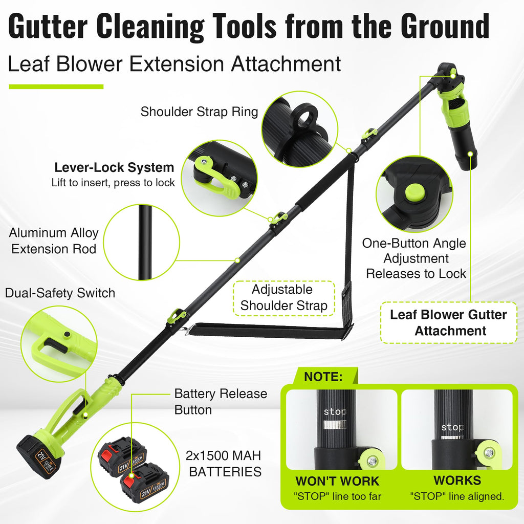 Cordless Leaf Blower with 2 Batteries 21V, 580CFM/180MPH S487