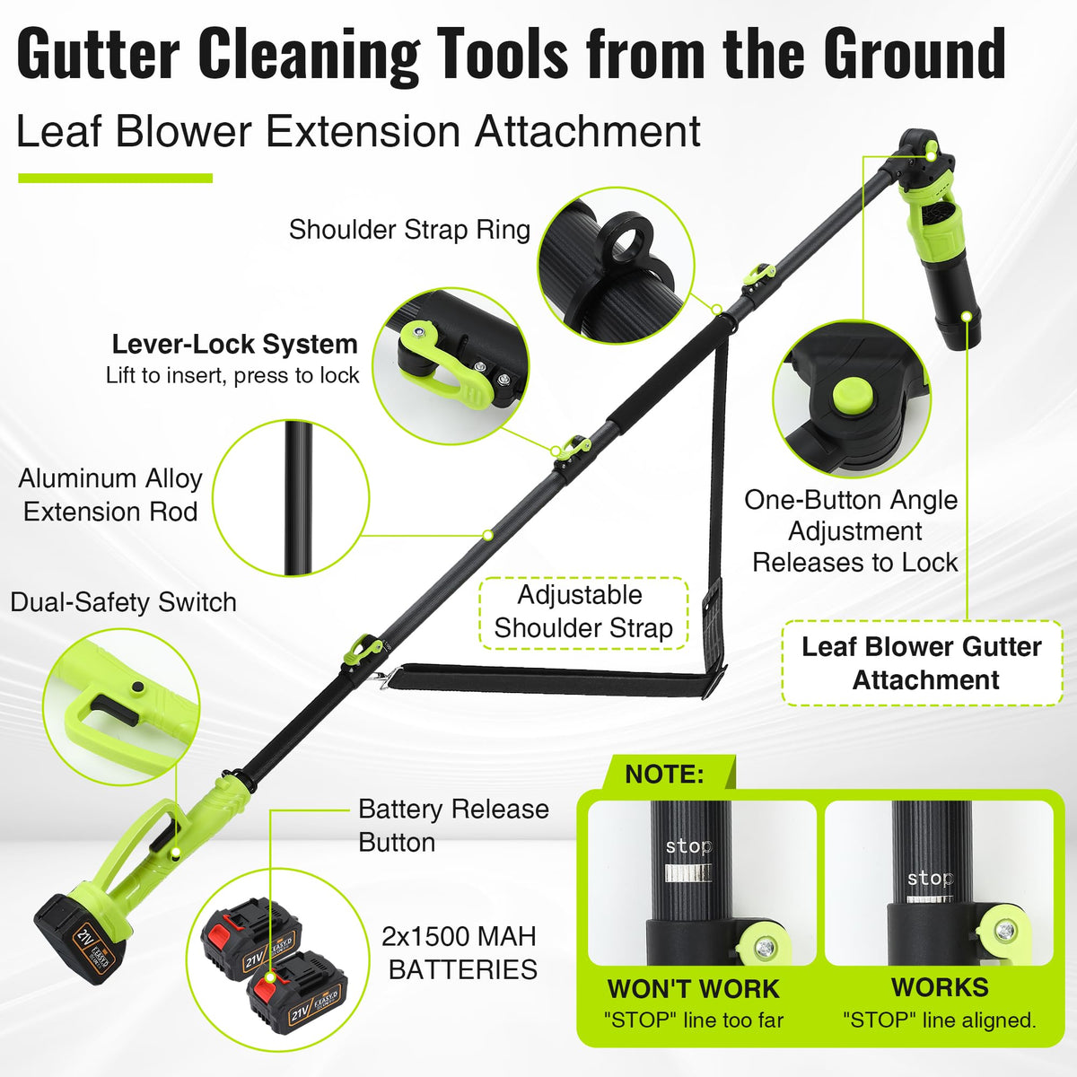 Cordless Leaf Blower with 2 Batteries 21V, 580CFM/180MPH S487