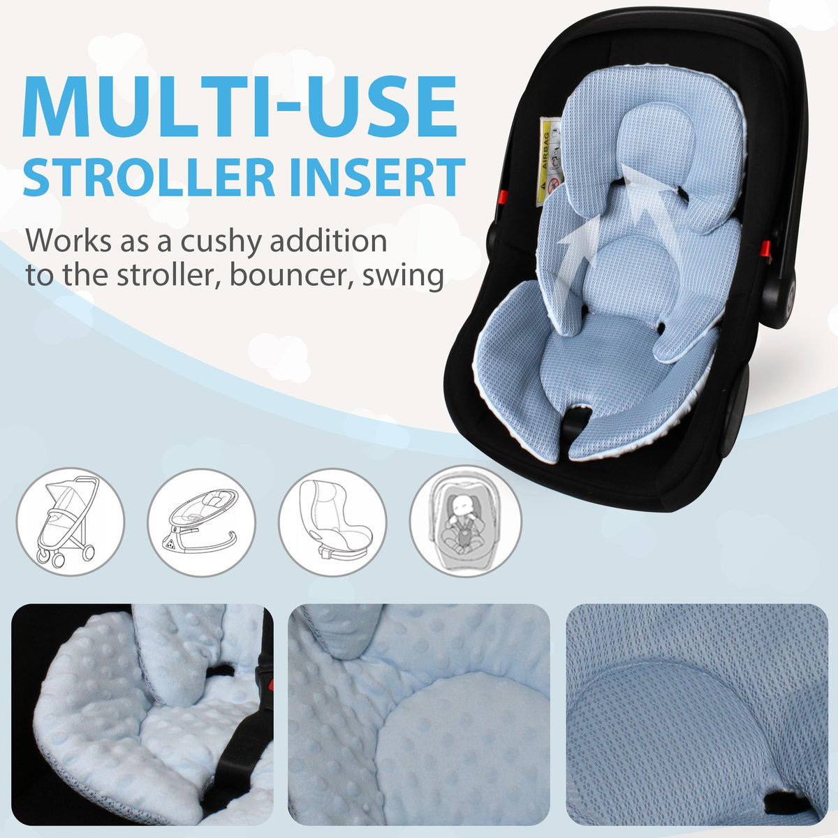 Infant Carseat Insert 2-in-1 Reversible Support Pad U8830