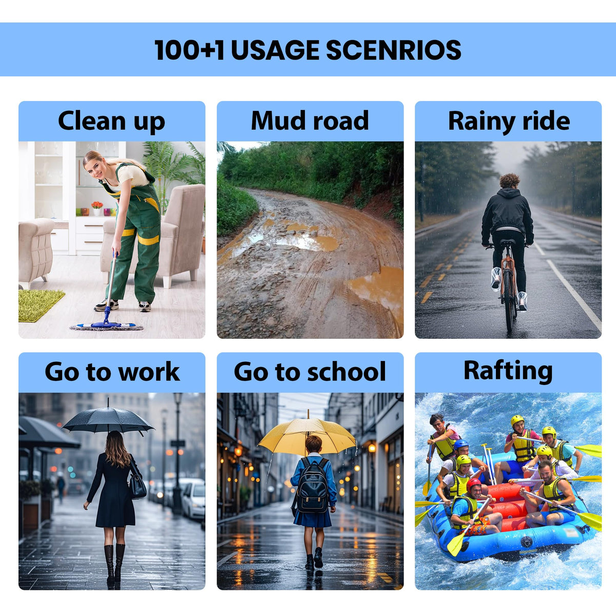 10 Pairs Waterproof Non-Slip Plastic Boot Covers G235956