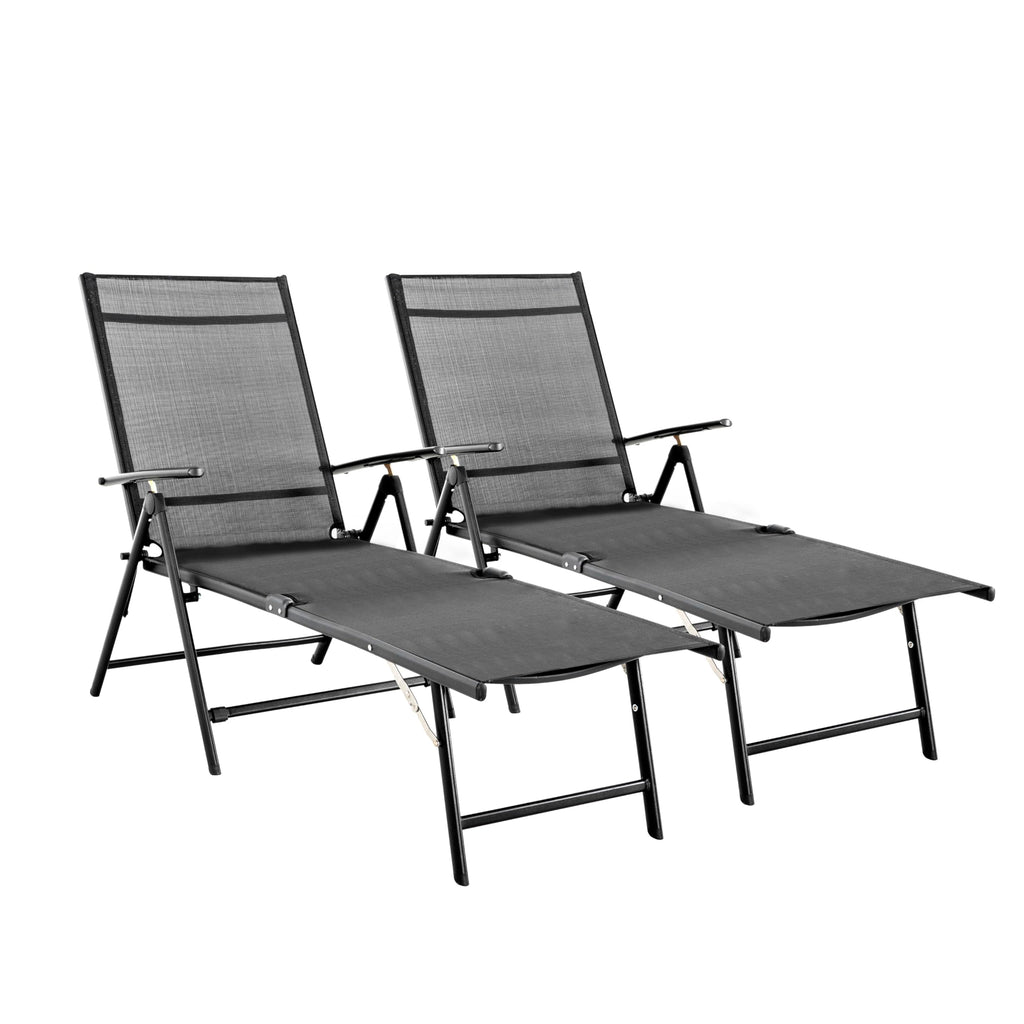 Folding Beach Lounge Chair 2-Pack Grey Textilene E5833
