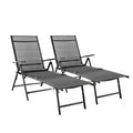 Folding Beach Lounge Chair 2-Pack Grey Textilene E5833