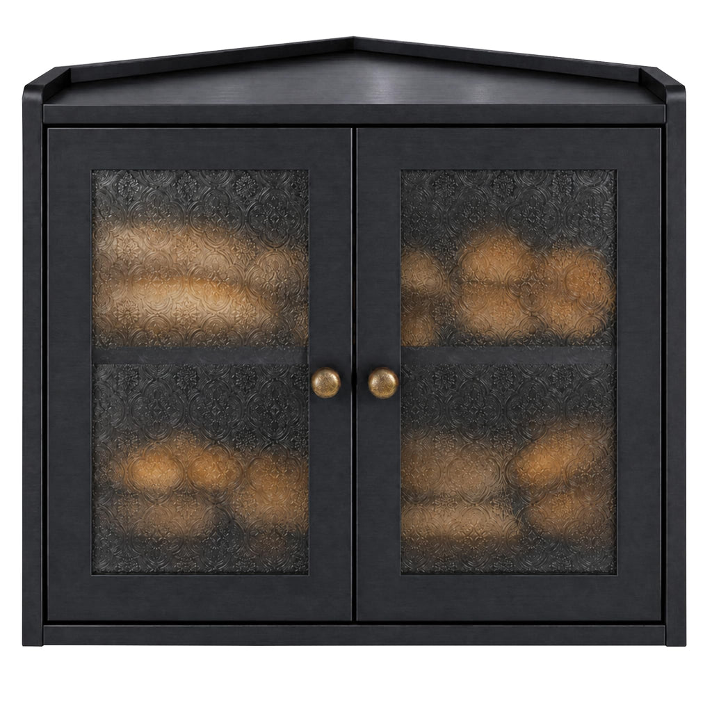 Black 2-Tier Wooden Corner Bread Box S78929