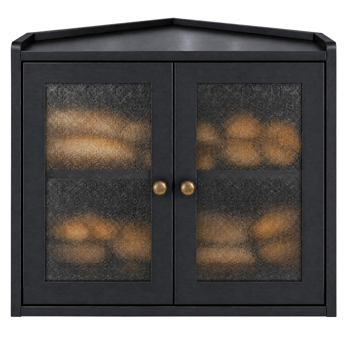 Black 2-Tier Wooden Corner Bread Box S78929