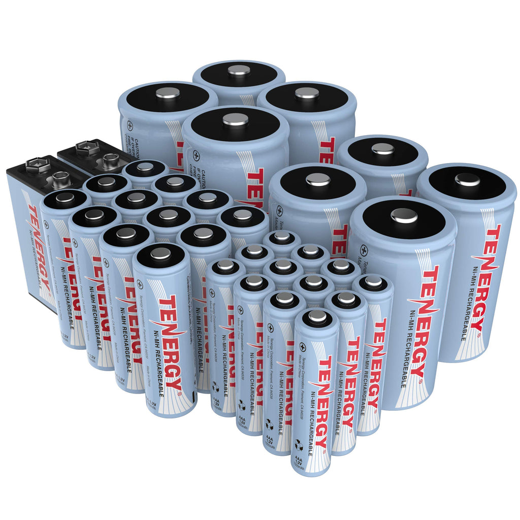 NiMH Rechargeable Batteries 34 Pack AA AAA C D 9V N4680