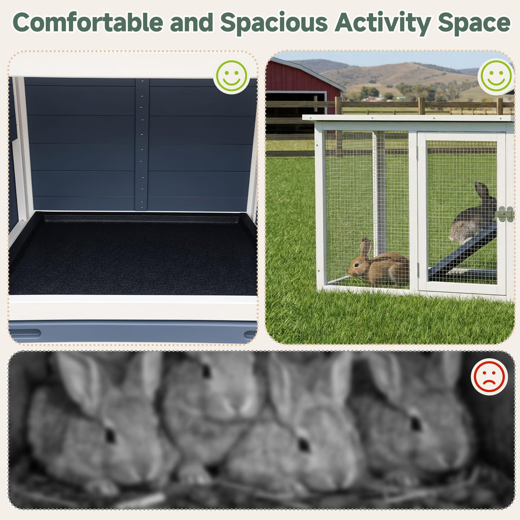 Wooden Rabbit Hutch with Pull-Out Cleaning Tray X423973