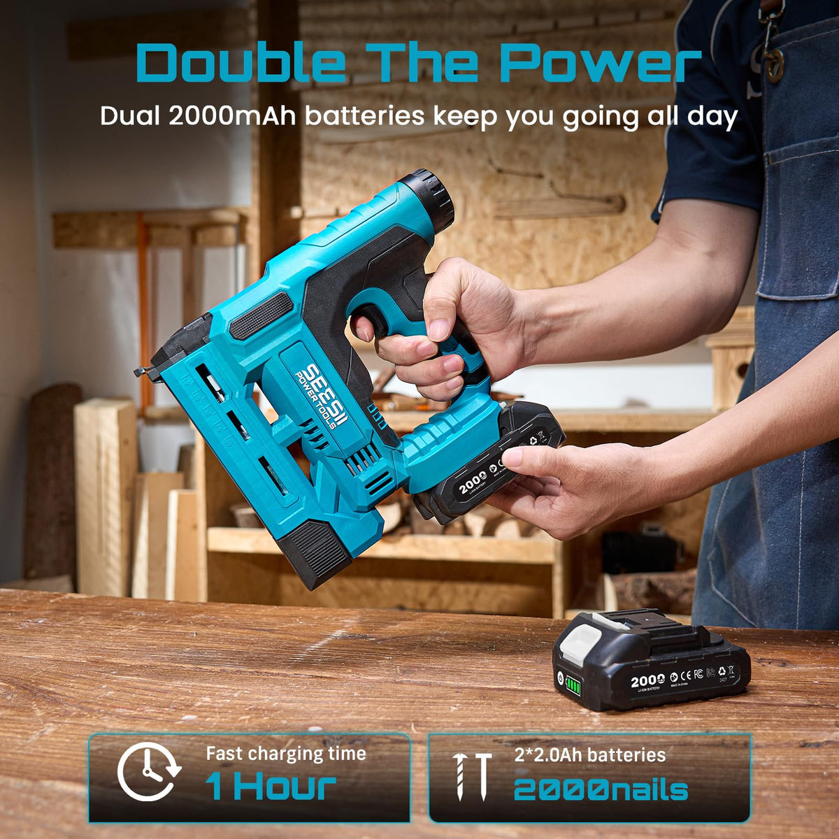 18 Gauge Cordless Brad Nailer and Stapler Gun F19291