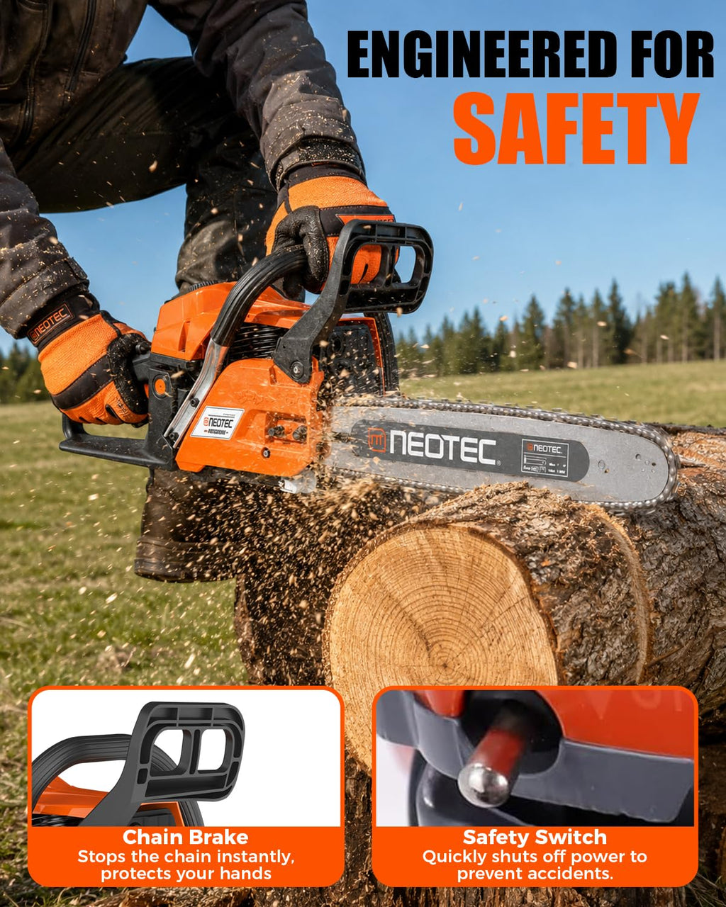 68CC Gas Powered Chainsaw 22 24 Inch Bars 2-Cycle Q402