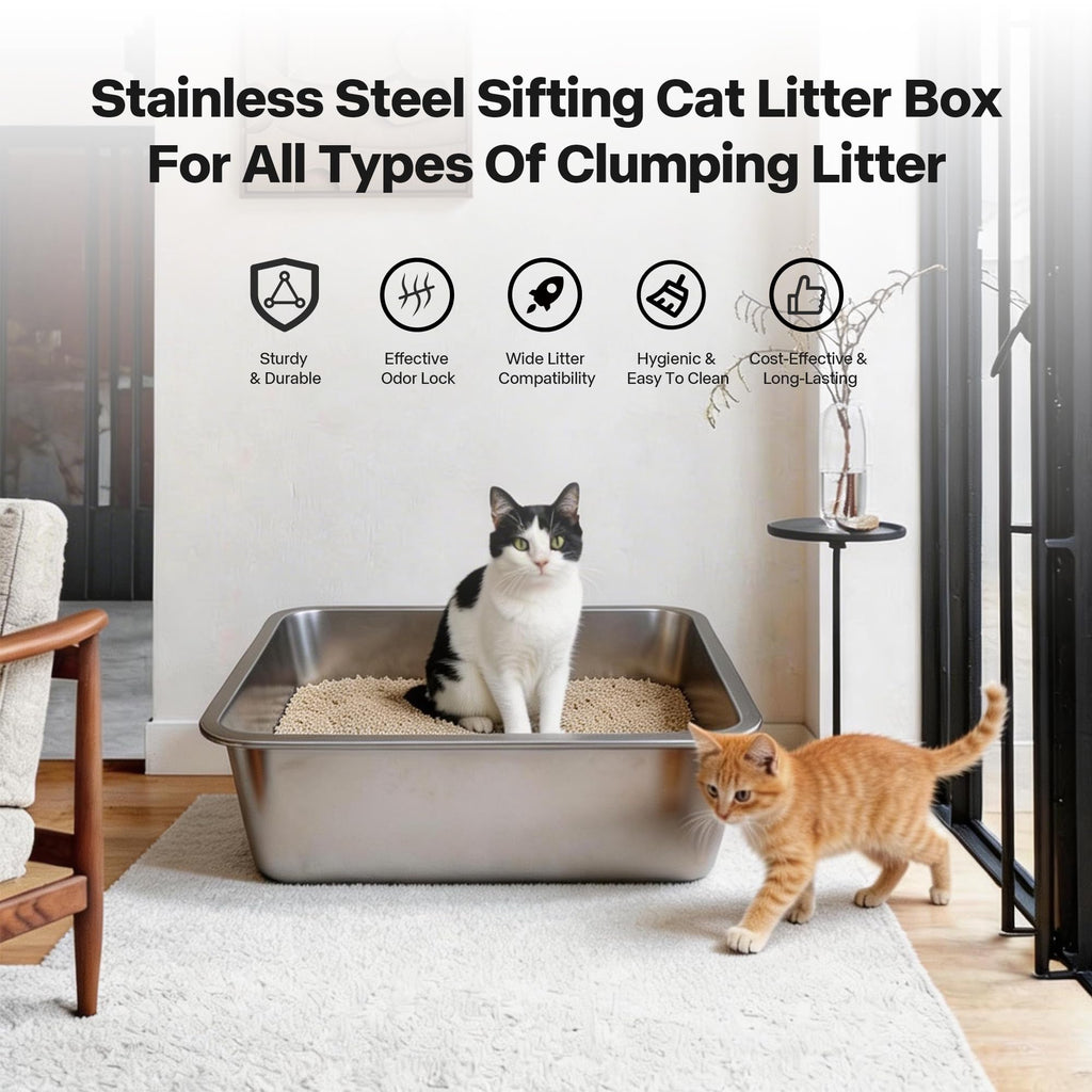 Stainless Steel Sifting Litter Box G690306
