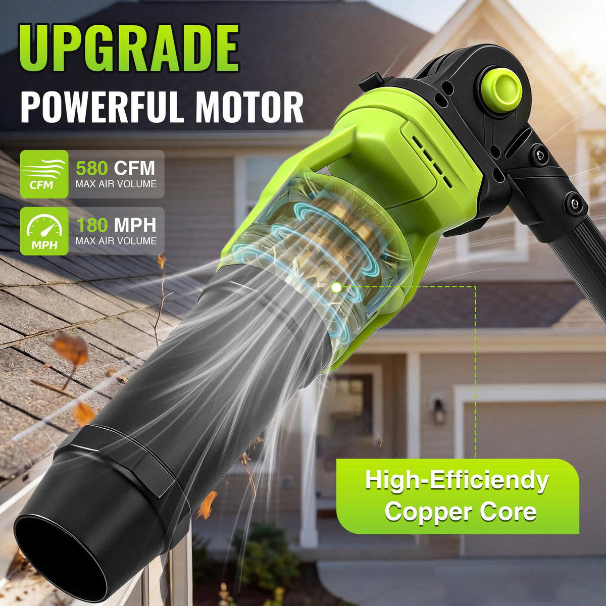 Cordless Leaf Blower with 2 Batteries 21V, 580CFM/180MPH S487