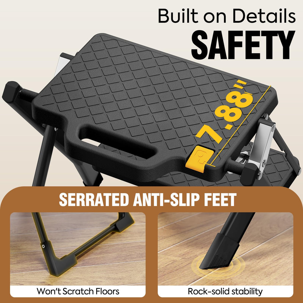 2 Step Folding Stool Ladder 330lb Cap Black V586
