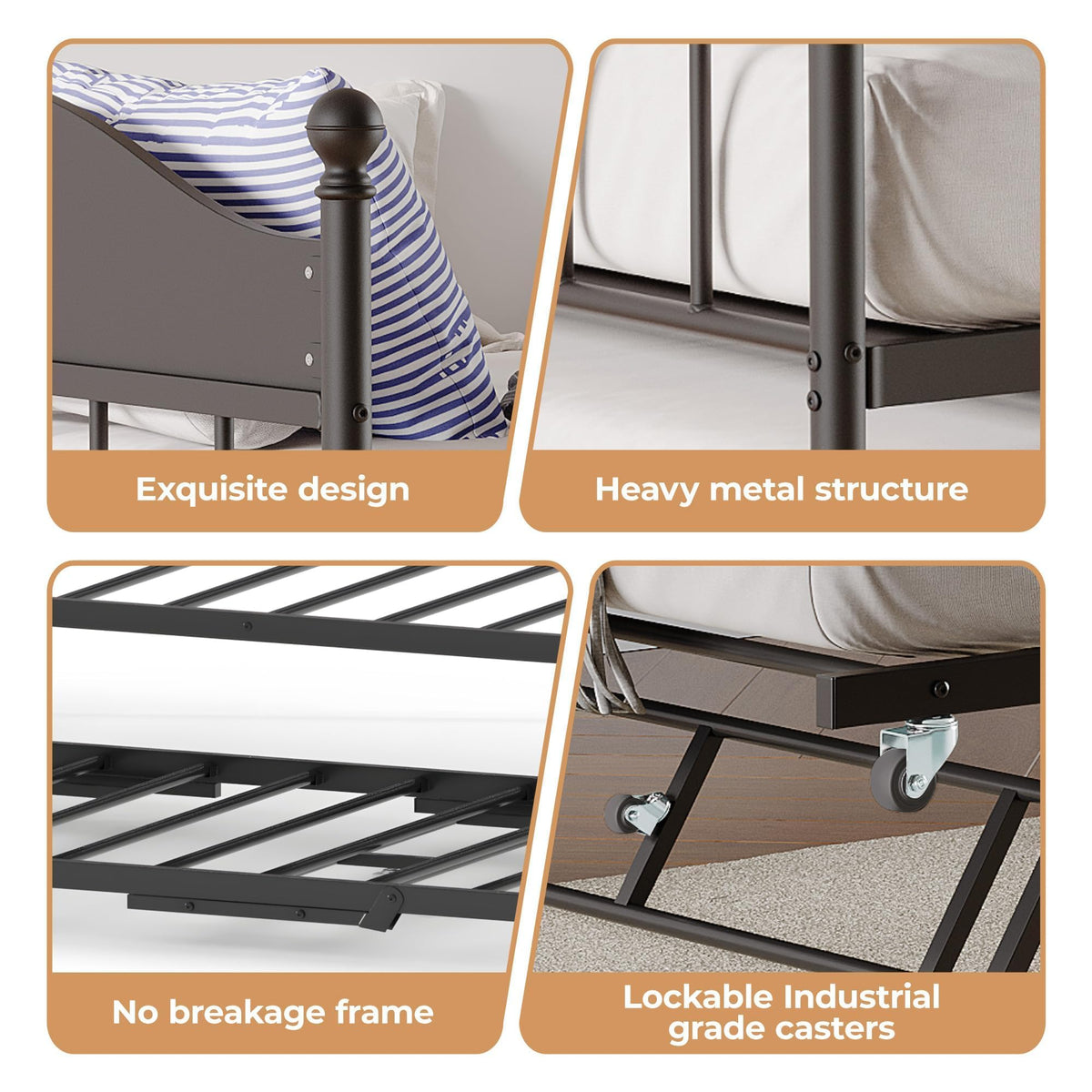 Black Daybed with Pop Up Trundle V532631