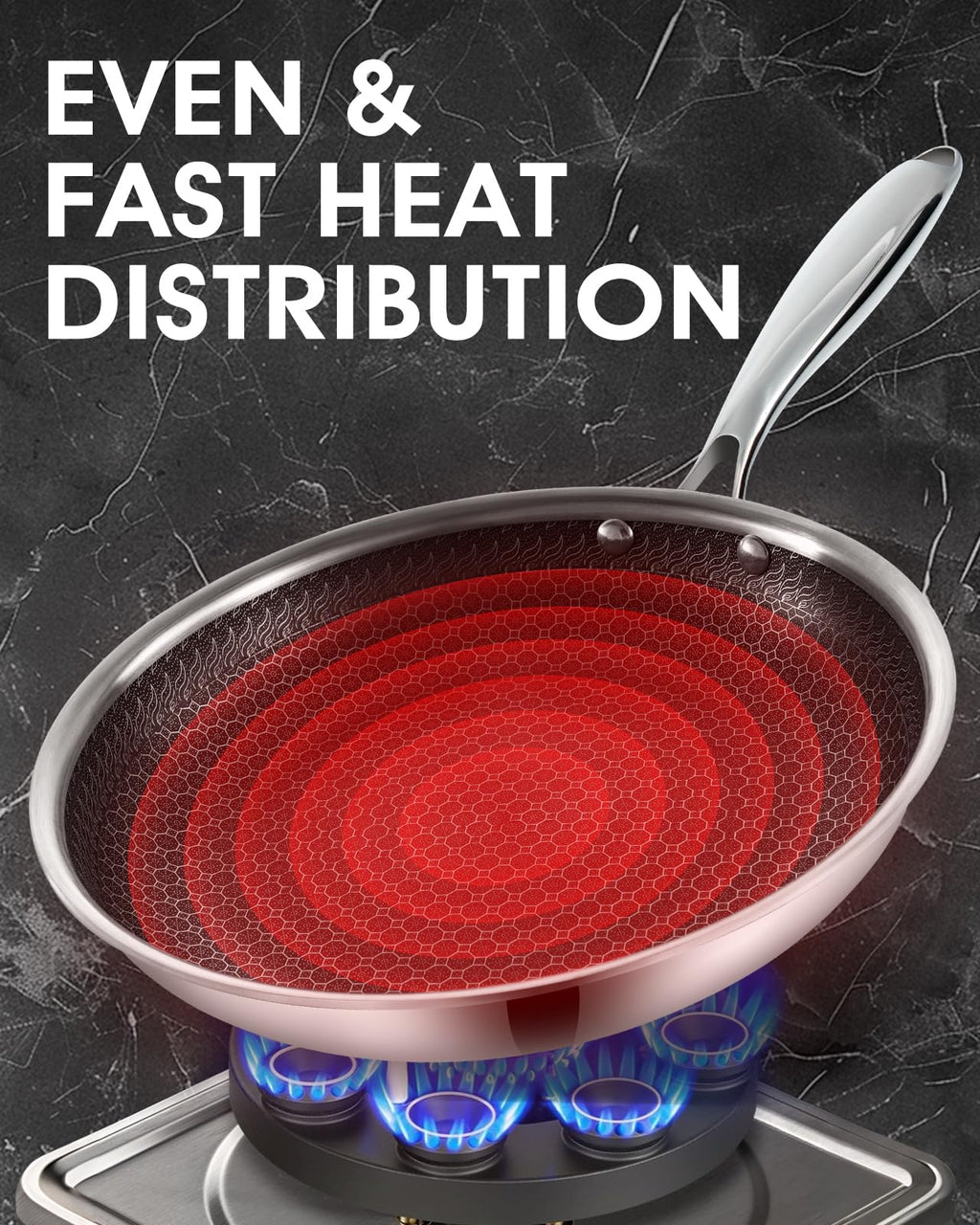 Nonstick Stainless Steel Frying Pans with Lid M9330