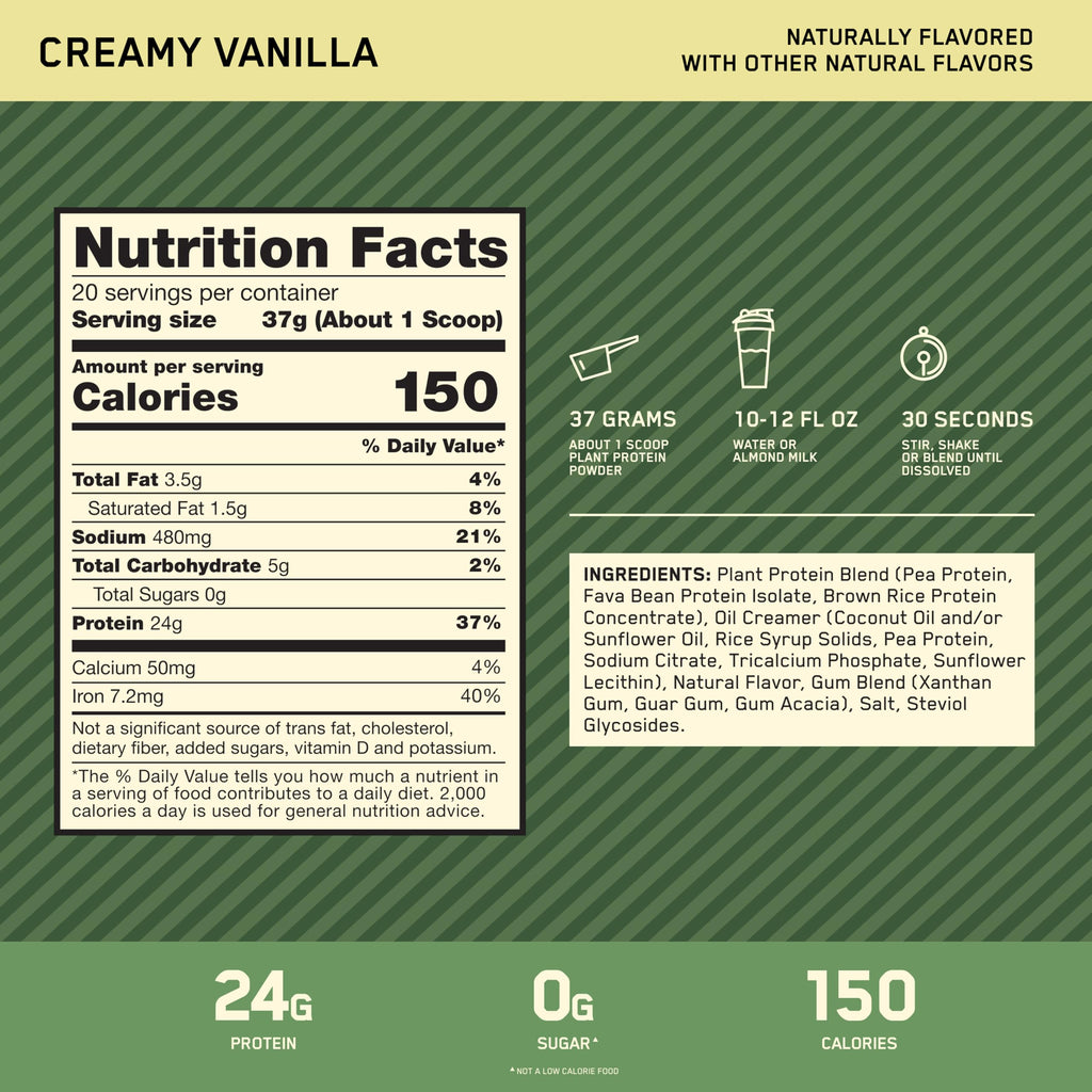 Plant Based Protein Powder Creamy Vanilla 20 Servings F590367