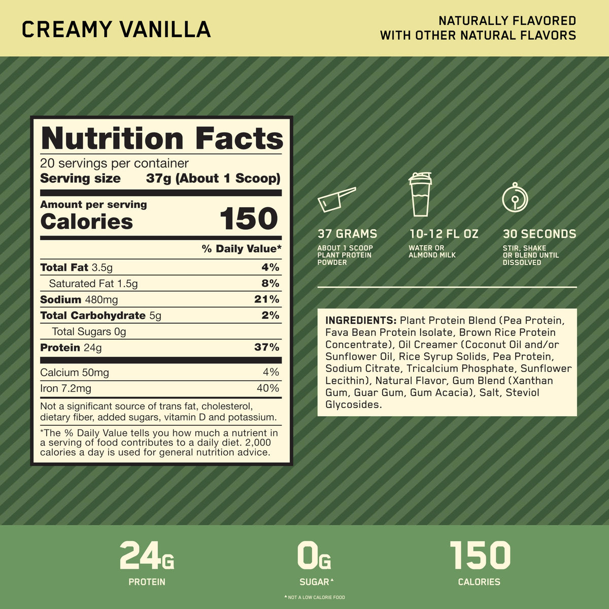 Plant Based Protein Powder Creamy Vanilla 20 Servings F590367