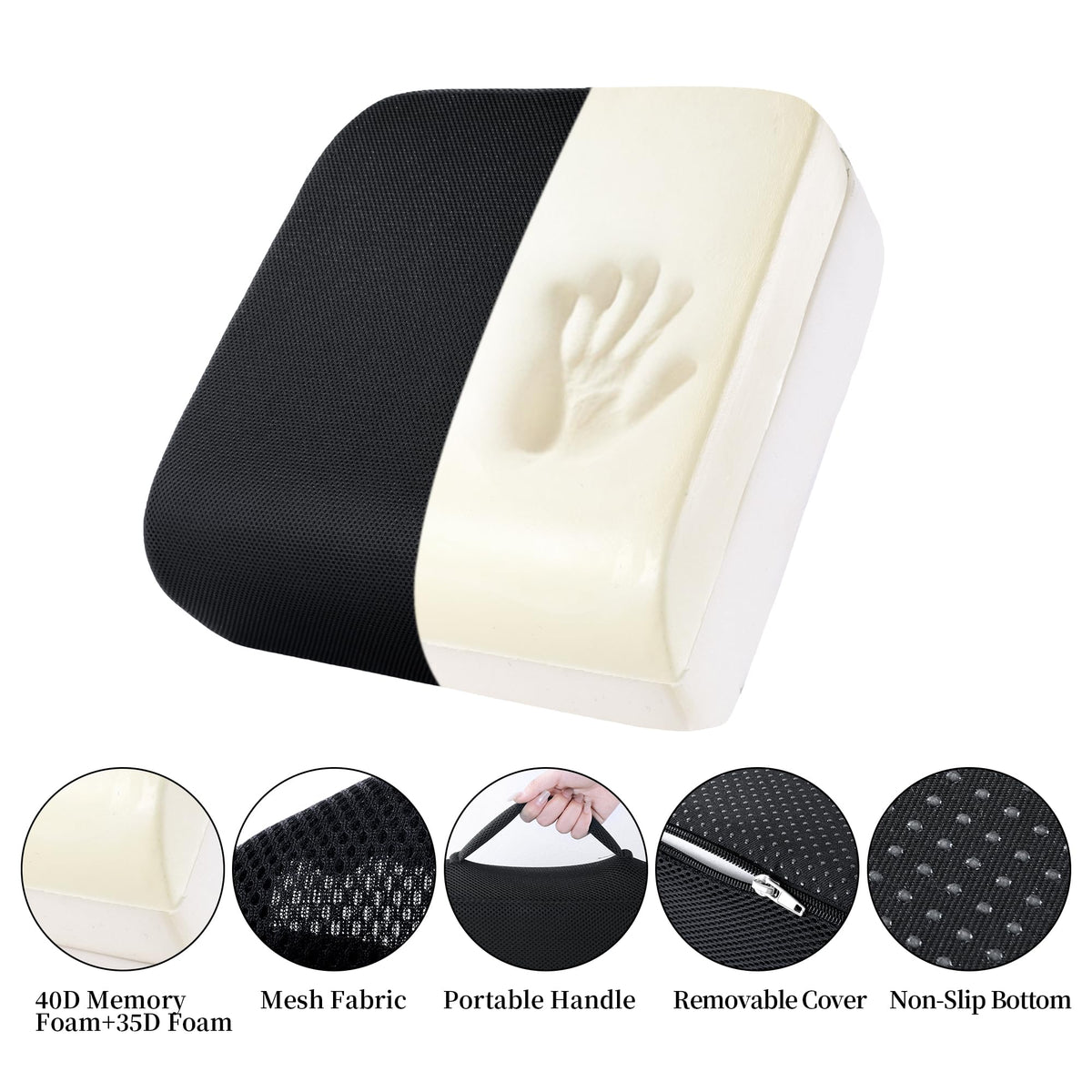 Extra Thick Memory Foam Chair Cushion with Carry Handle F140