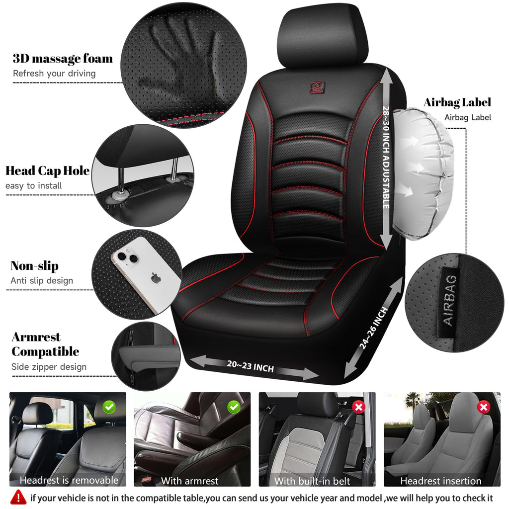 3D Foam PU Leather Car Seat Covers Full Set C1125