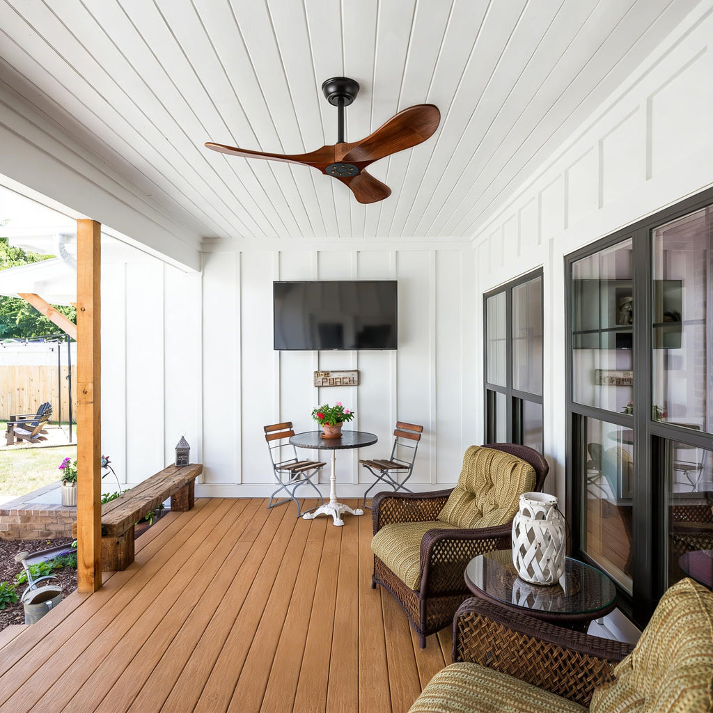 Solid Wood 3 Blade Ceiling Fan with Remote Wall Control K1661