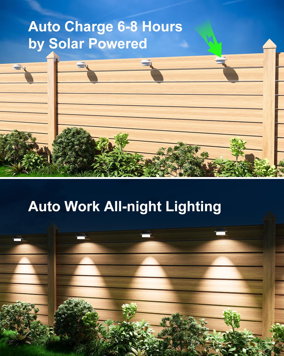 8 Pack Cool White Solar Powered Gutter Mounted Lights M7764