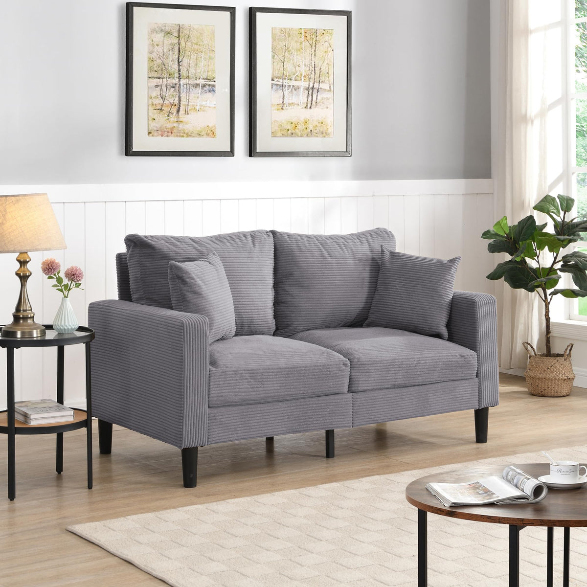Light Gray Upholstered Loveseat Sofa E739