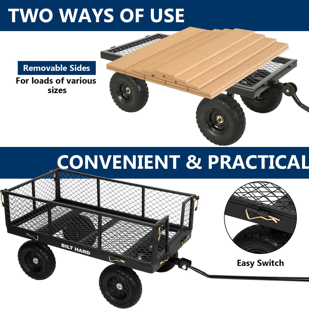 10" Flat Free Tires Steel Garden Cart with Rotating Handle F42570