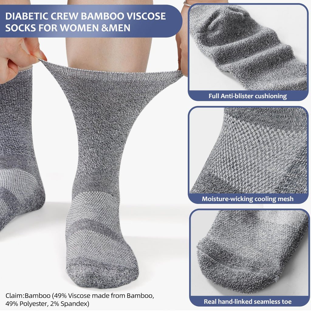 6 Pairs Non Binding Seamless Toe Crew Socks I177503