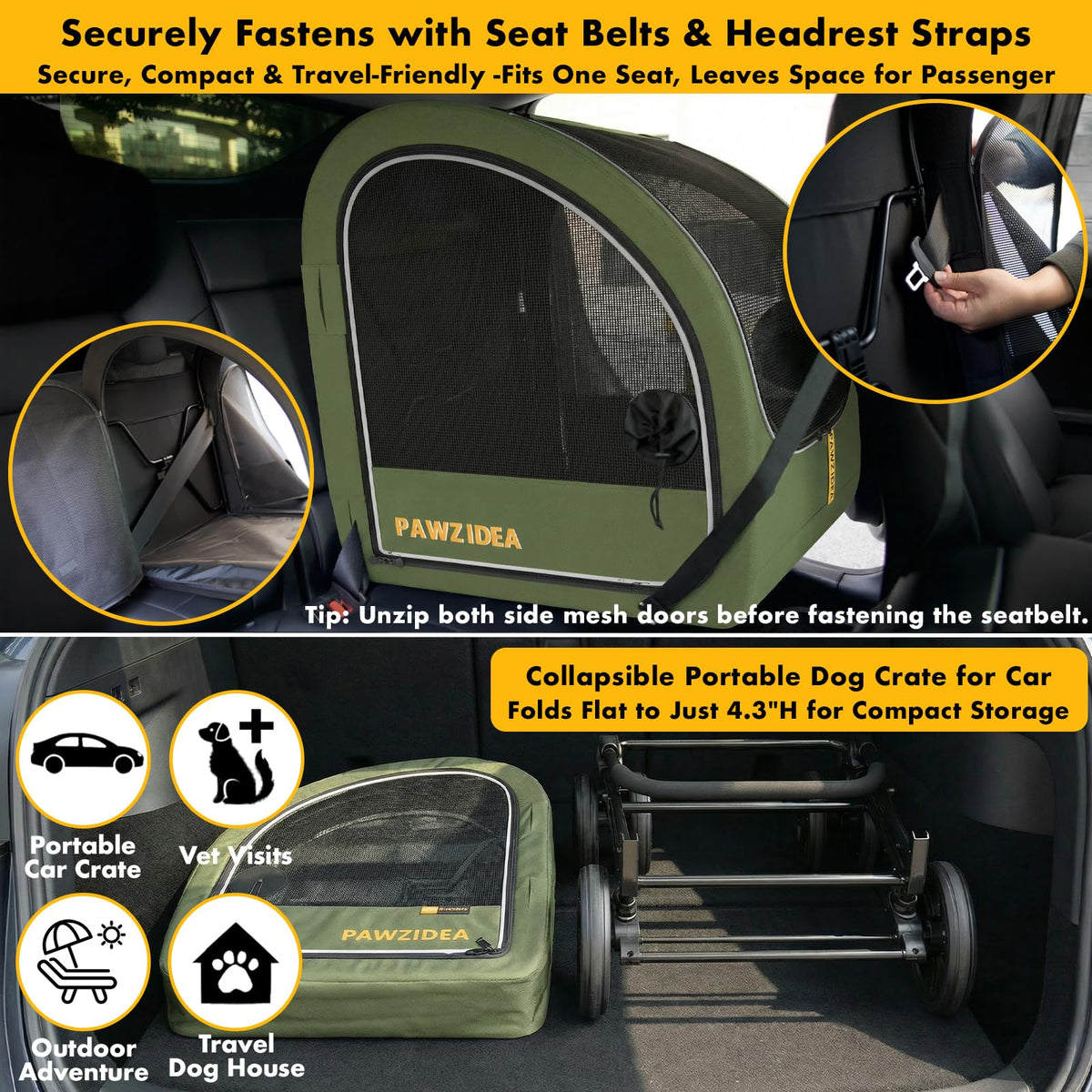 3-in-1 Large Dog Stroller with Detachable Carrier F1069