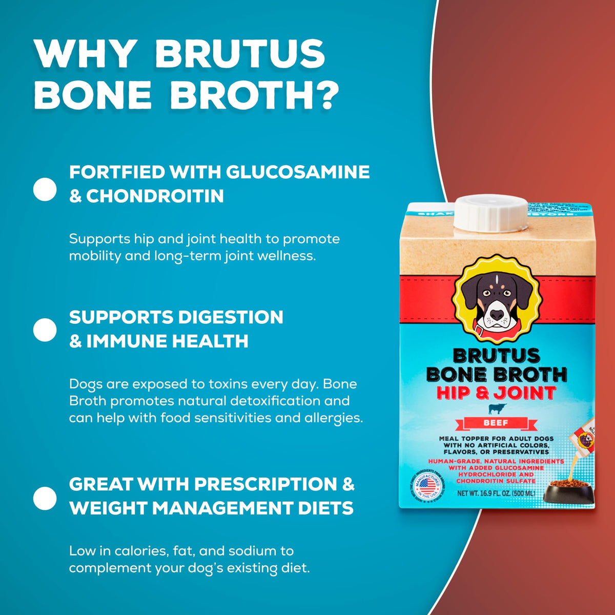 Bone Broth for Dogs with Chondroitin Glucosamine Turmeric 16.9oz Pack of 6 L8222