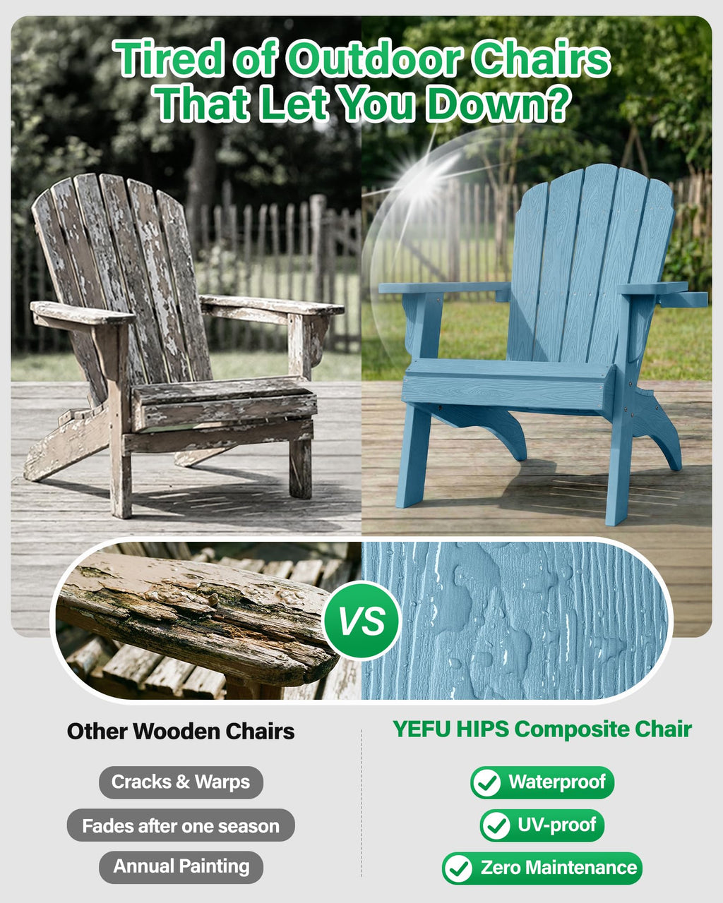 Oversized Adirondack Chair Set of 4 Blue L289681