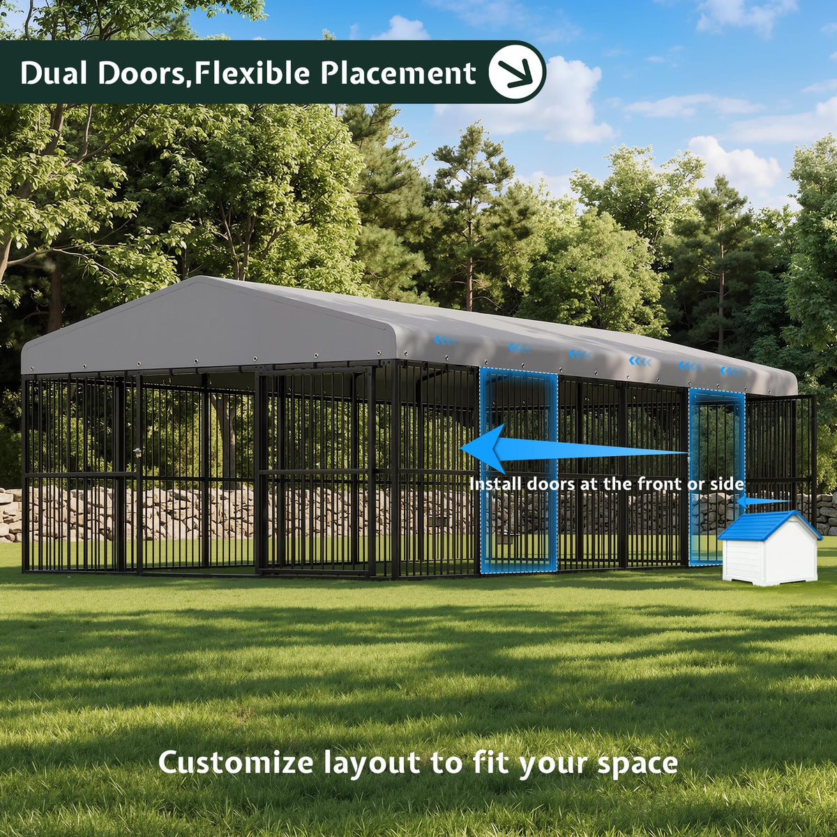 10x20x6.4 FT Outdoor Dog Kennel D6354
