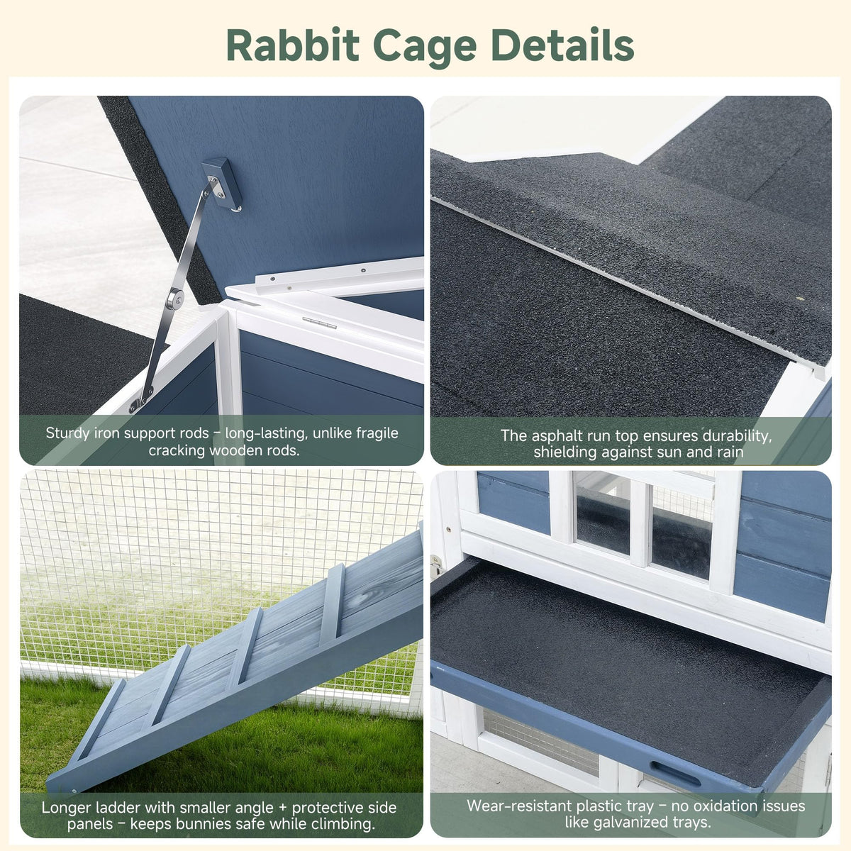 Wooden Rabbit Hutch with Pull-Out Cleaning Tray X423973