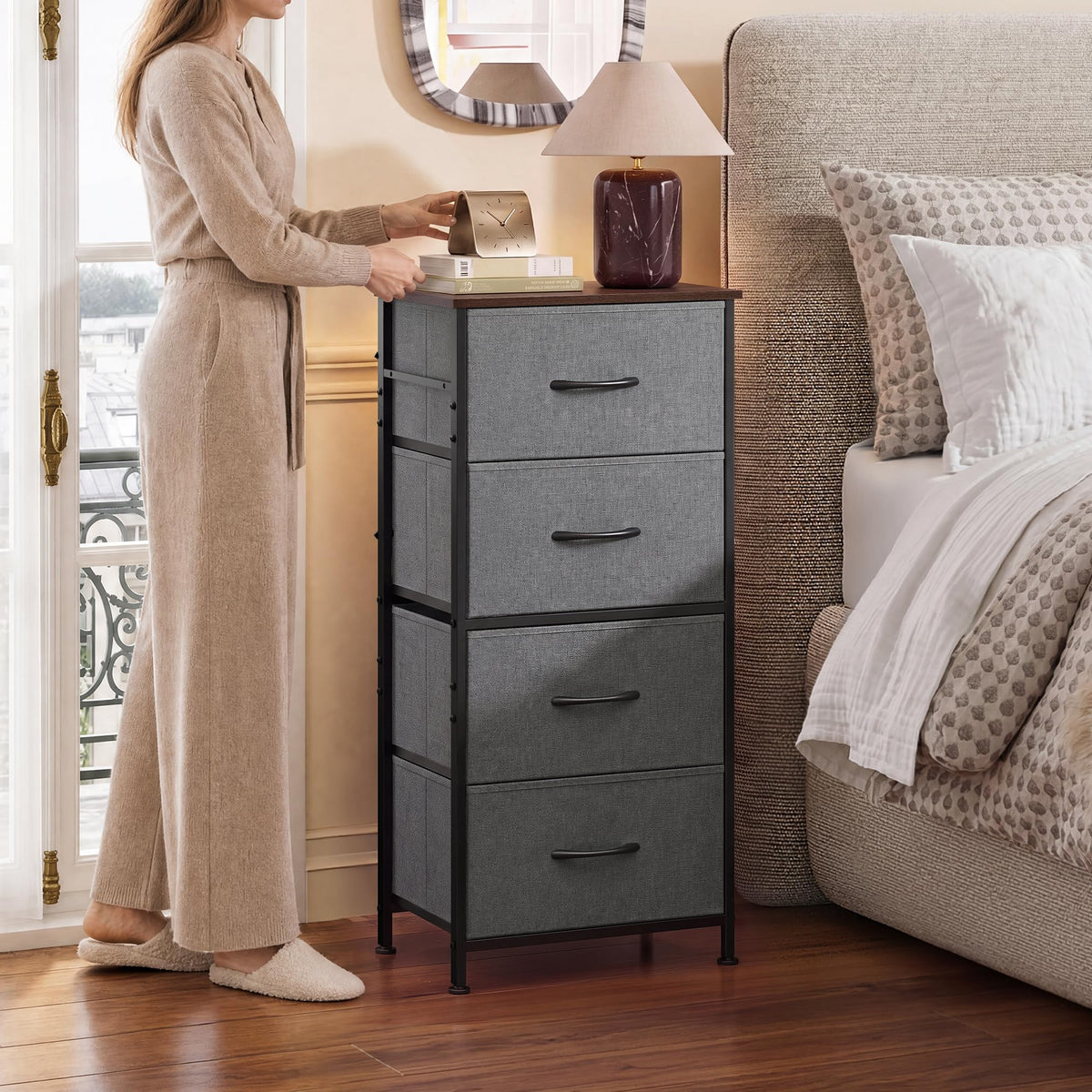 Small 4 Drawer Dark Grey Dresser X55165