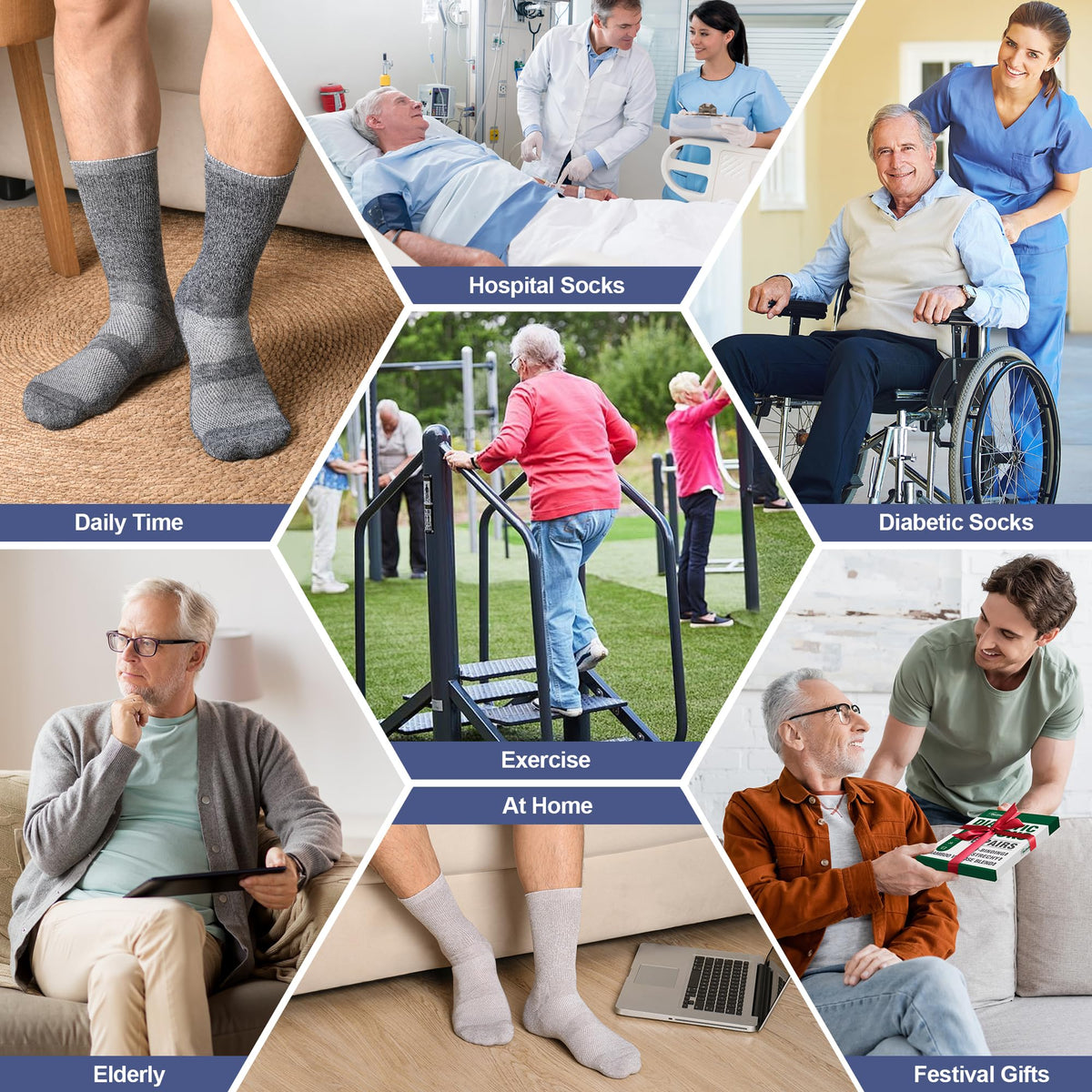 6 Pairs Non Binding Seamless Toe Crew Socks I177503