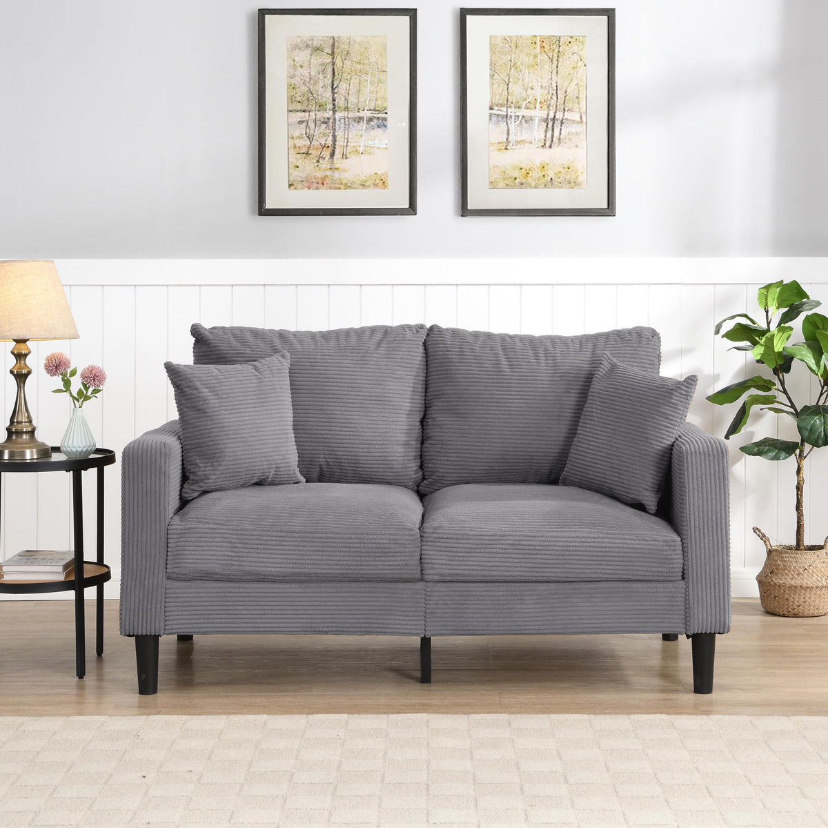 Light Gray Upholstered Loveseat Sofa E739
