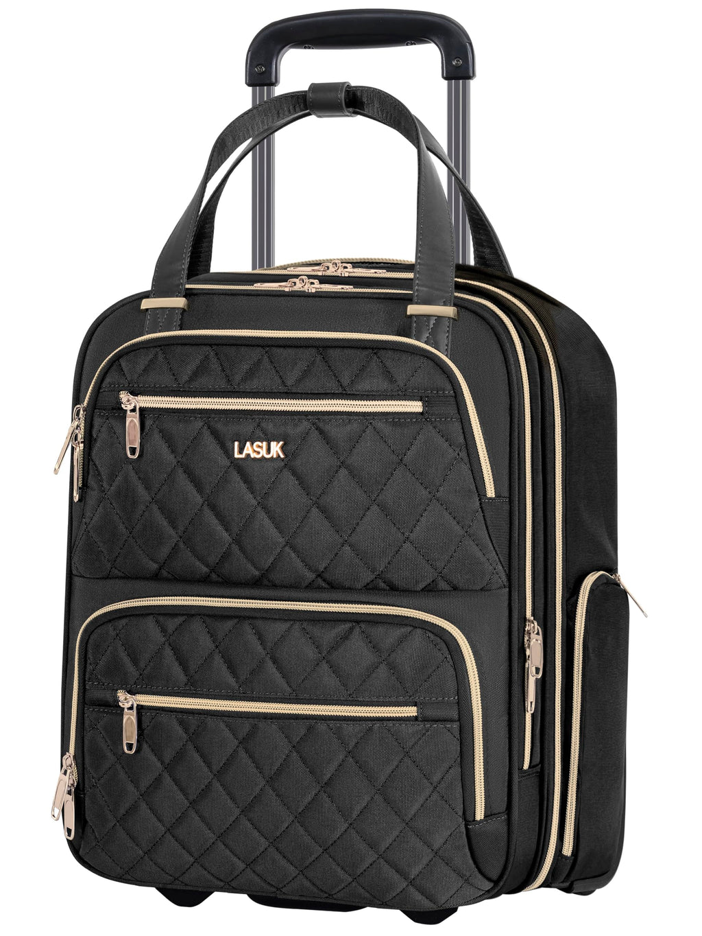 Underseat Carry On Luggage with Wheels, Black, 17" Q678924