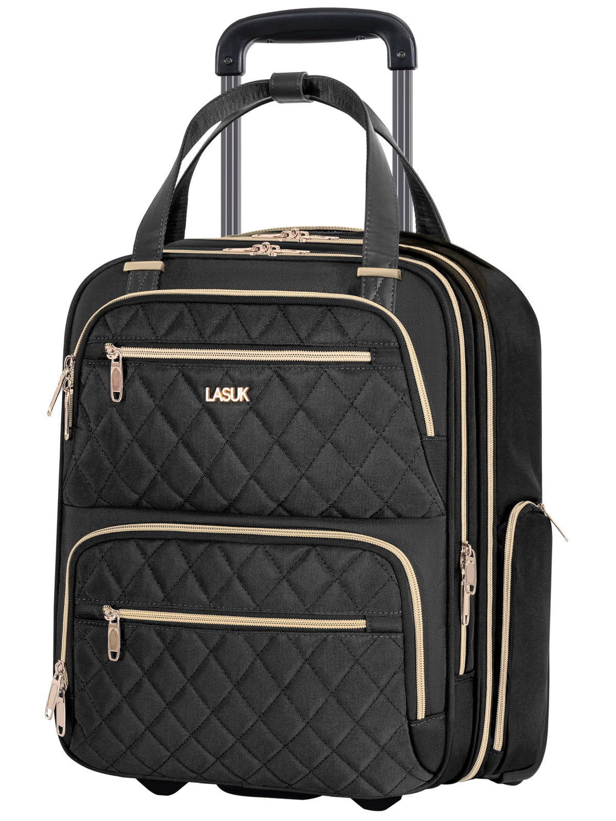 Underseat Carry On Luggage with Wheels, Black, 17" Q678924